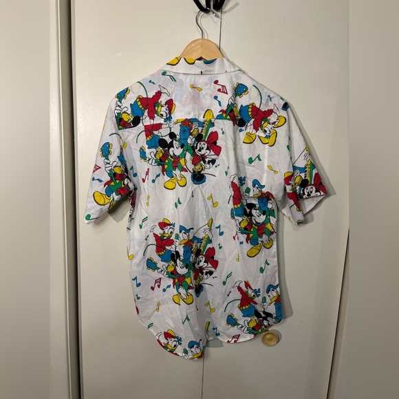 Disney White Casual Button Down Shirt with Mickey Mouse Print - Picture 2 of 4